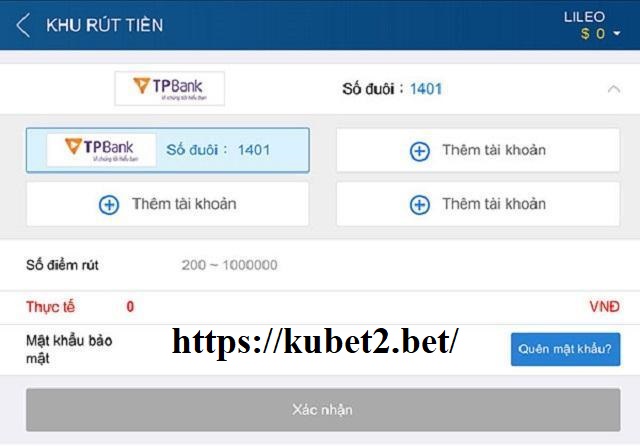 Cách rút tiền kubet bằng tài khoản ngân hàng